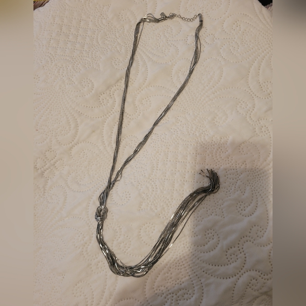 Banana Republic Silver Notted Tassel Lariat Western Necklace EUC